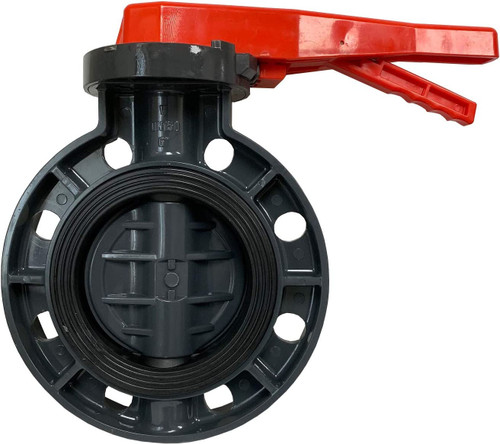 Butterfly Valve, Lever Handle Sch 80 PVC 4 Inch