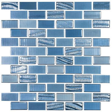 National Pool Tile Sea Glass Cobalto 1''x2''