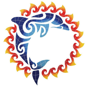  Dolphin Sun Medallion - Pool Mosaic