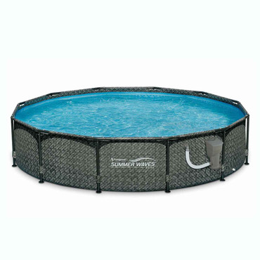 Intex Summer Waves 12ft x 33in Round Above Ground Outdoor Frame Pool with Filter Pump