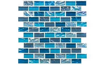 National Pool Tile Elysium Iridescent Peacock 1x2