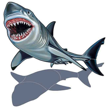 Mosaic Shark with shadow Porcelain Mosaic