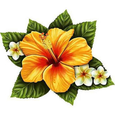 Mosaic Single Hibisicus Flower Yellow Porcelain Mosaic