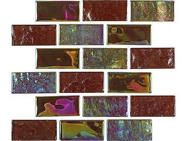 National Pool Tile Equinox 1x2 Glass Tile Amber Rust