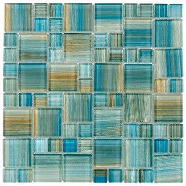 Pool Tile Aquamarine Brush , MIXED