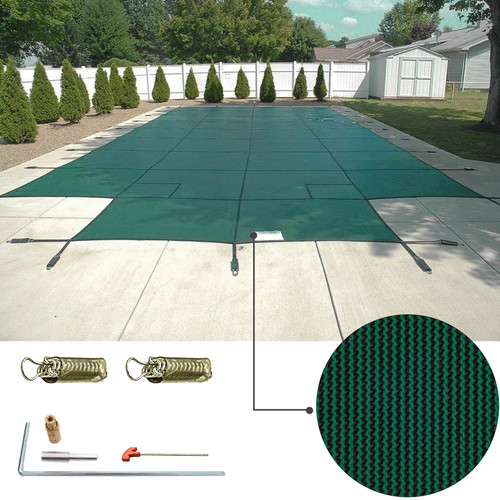 Safety Pool Cover 20x40 Ft W/center Step Rectangular Brass Evaporation