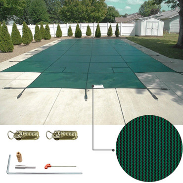 Safety Pool Cover 20x40 Ft W/center Step Rectangular Brass Evaporation