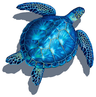 Mosaic Blue Turtle with shadow Porcelain Mosaic